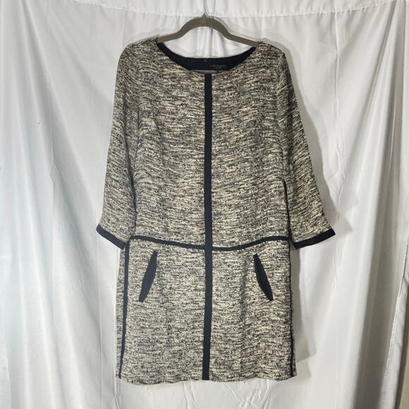 Rag & Bone Size 6 Black White Heathered Knit Tweed Camden Melange Shift Dress - Picture 3 of 7
